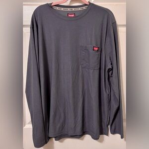 😓 Wrangler Workwear Long Sleeve Shirt Size XL in Blue-Gray